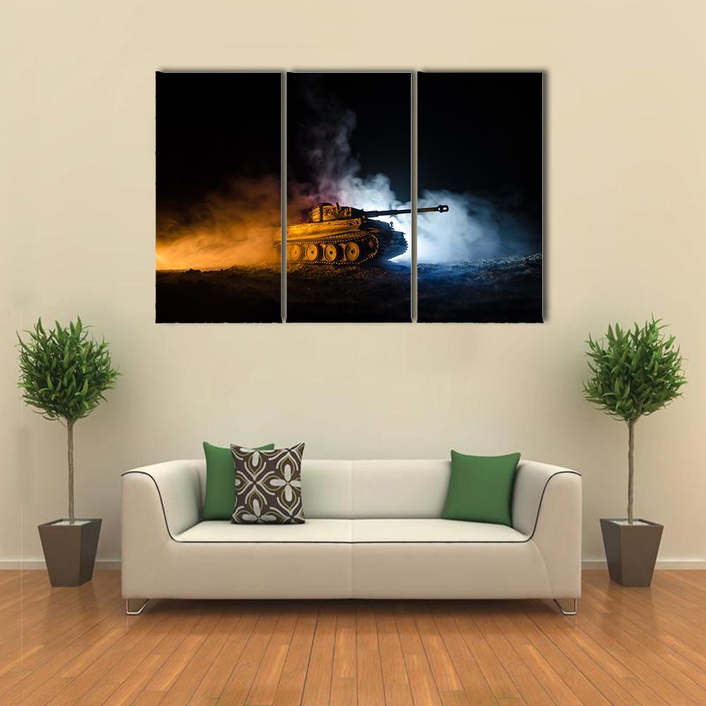 German Tank In Action Canvas Wall Art-3 Horizontal-Gallery Wrap-37" x 24"-Tiaracle