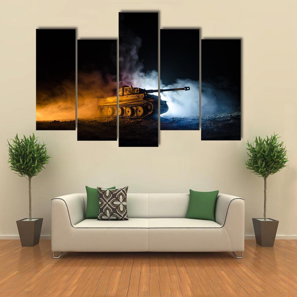 German Tank In Action Canvas Wall Art-5 Pop-Gallery Wrap-47" x 32"-Tiaracle