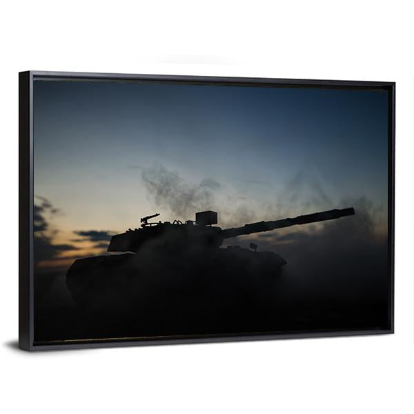 German Tank Silhouette Canvas Wall Art-3 Horizontal-Gallery Wrap-25" x 16"-Tiaracle