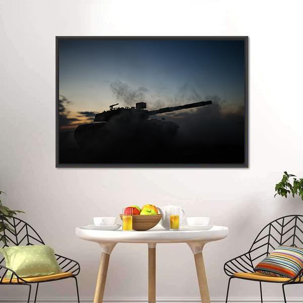German Tank Silhouette Canvas Wall Art-3 Horizontal-Gallery Wrap-25" x 16"-Tiaracle
