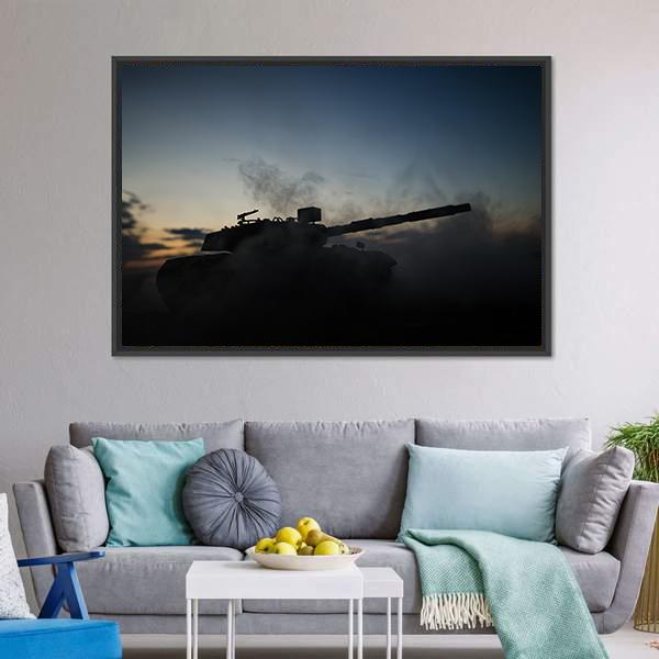 German Tank Silhouette Canvas Wall Art-3 Horizontal-Gallery Wrap-25" x 16"-Tiaracle
