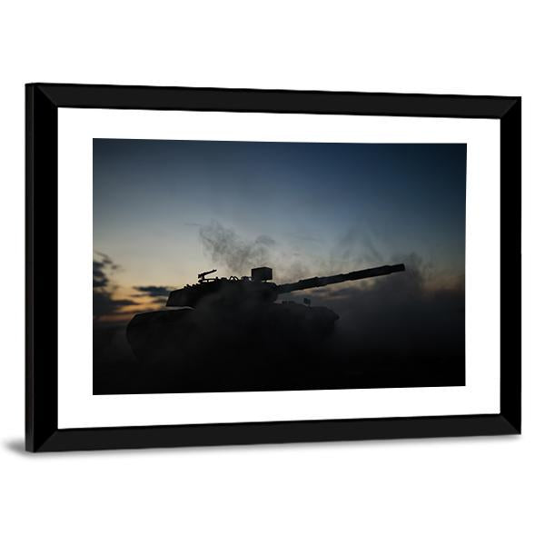 German Tank Silhouette Canvas Wall Art-3 Horizontal-Gallery Wrap-25" x 16"-Tiaracle