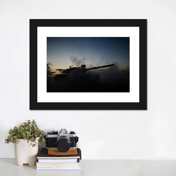 German Tank Silhouette Canvas Wall Art-1 Piece-Framed Print-20" x 16"-Tiaracle