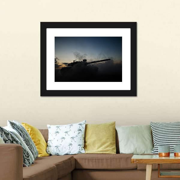German Tank Silhouette Canvas Wall Art-3 Horizontal-Gallery Wrap-25" x 16"-Tiaracle
