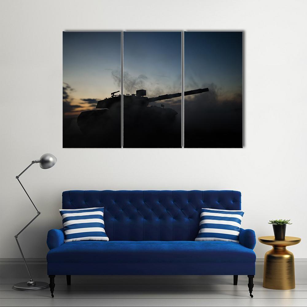 German Tank Silhouette Canvas Wall Art-3 Horizontal-Gallery Wrap-37" x 24"-Tiaracle