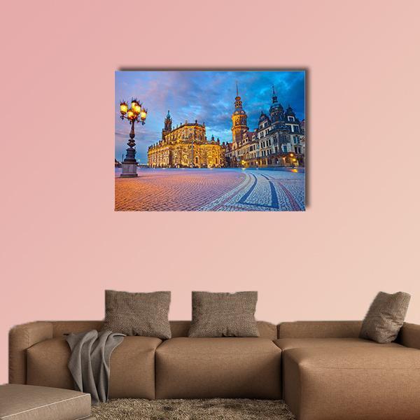 Dresden During Twilight Canvas Wall Art-1 Piece-Gallery Wrap-48" x 32"-Tiaracle