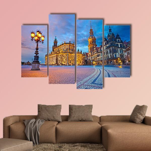 Dresden During Twilight Canvas Wall Art-4 Pop-Gallery Wrap-50" x 32"-Tiaracle