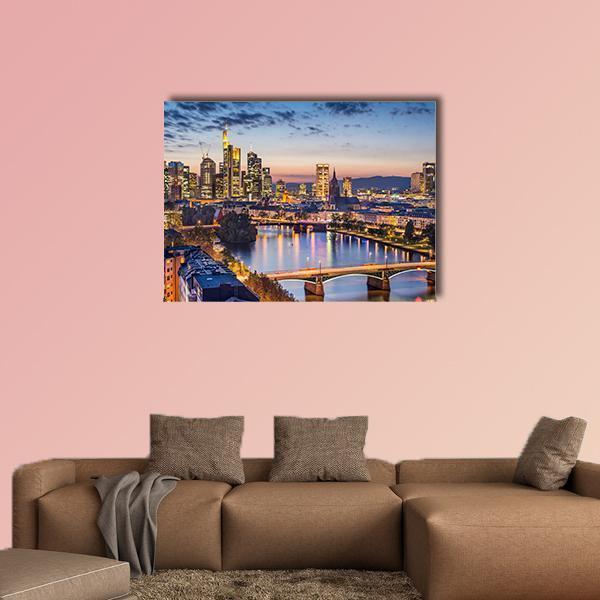 Germany Financial District Skyline Canvas Wall Art-4 Horizontal-Gallery Wrap-34" x 24"-Tiaracle