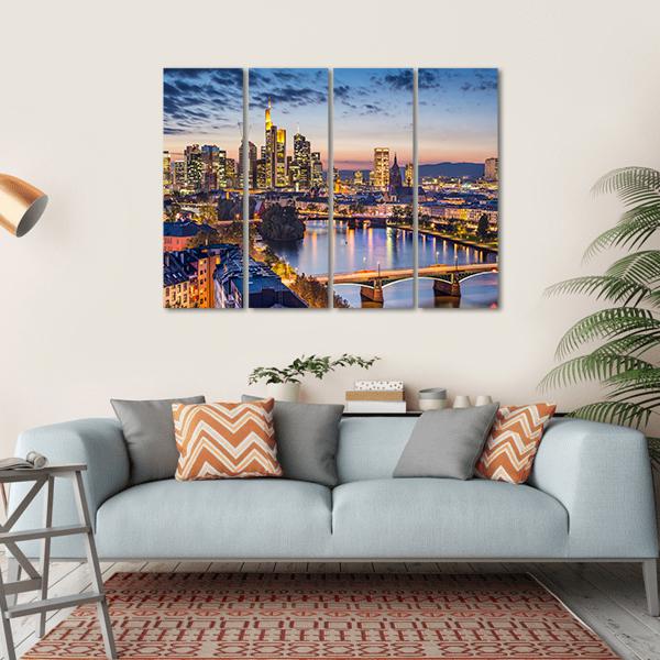 Germany Financial District Skyline Canvas Wall Art-4 Horizontal-Gallery Wrap-34" x 24"-Tiaracle