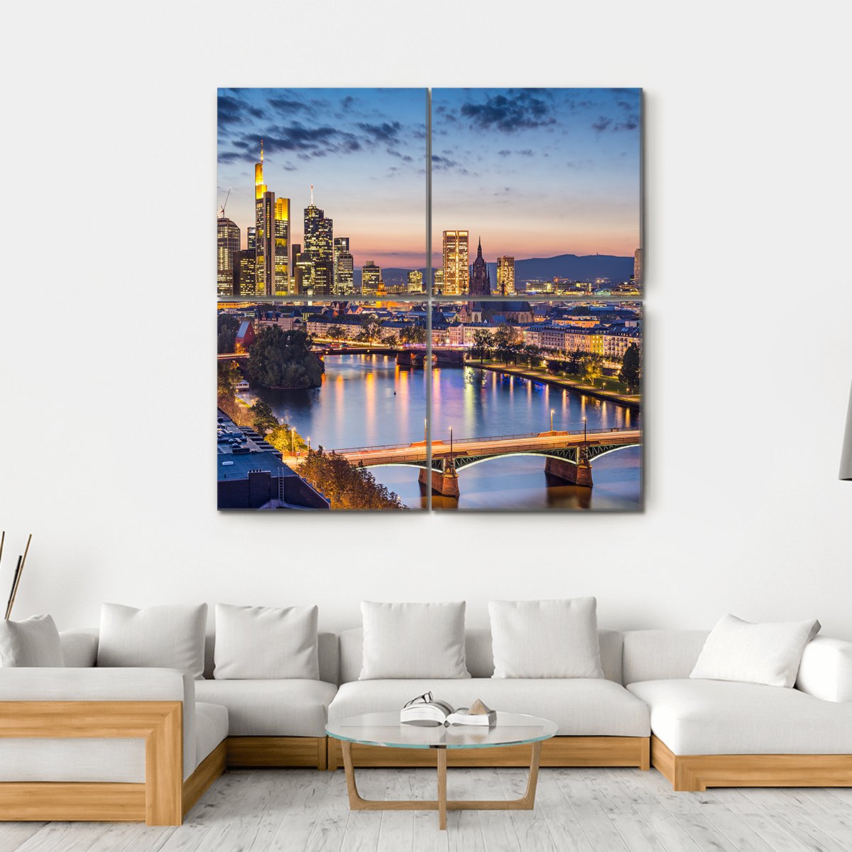 Germany Financial District Skyline Canvas Wall Art-4 Square-Gallery Wrap-17" x 17"-Tiaracle