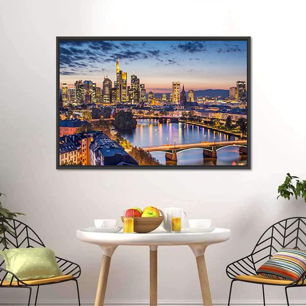 Germany Financial District Skyline Canvas Wall Art-3 Horizontal-Gallery Wrap-25" x 16"-Tiaracle