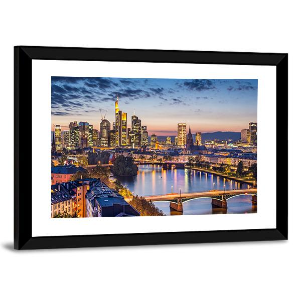 Germany Financial District Skyline Canvas Wall Art-3 Horizontal-Gallery Wrap-25" x 16"-Tiaracle