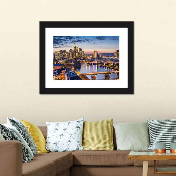 Germany Financial District Skyline Canvas Wall Art-5 Horizontal-Gallery Wrap-22" x 12"-Tiaracle