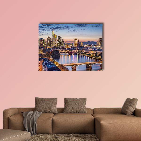 Germany Financial District Skyline Canvas Wall Art-5 Pop-Gallery Wrap-47" x 32"-Tiaracle