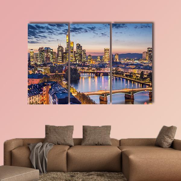 Germany Financial District Skyline Canvas Wall Art-3 Horizontal-Gallery Wrap-25" x 16"-Tiaracle