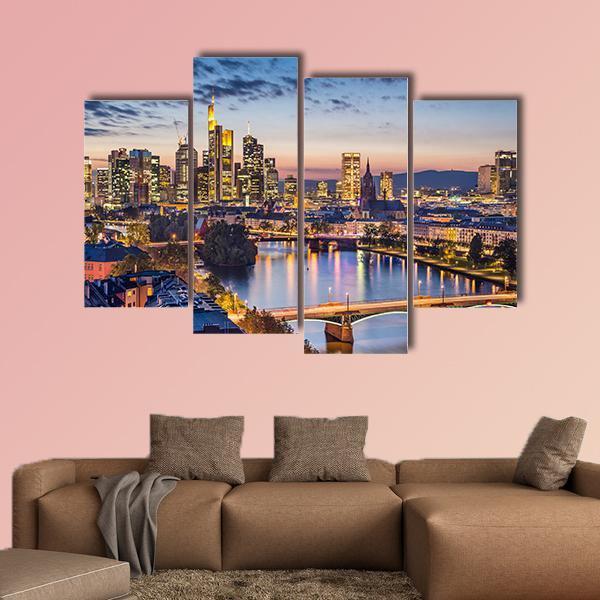 Germany Financial District Skyline Canvas Wall Art-4 Pop-Gallery Wrap-50" x 32"-Tiaracle