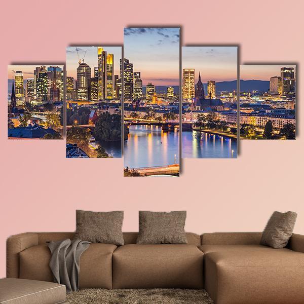 Germany Financial District Skyline Canvas Wall Art-5 Star-Gallery Wrap-62" x 32"-Tiaracle