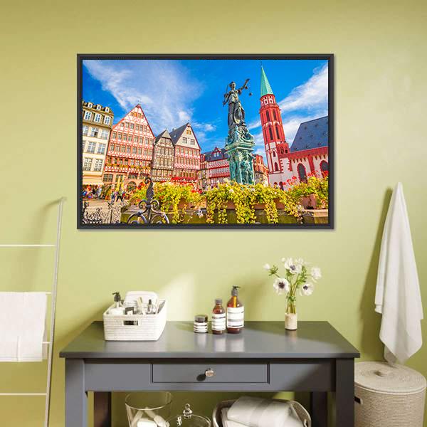 Germany Old Town Skyline Canvas Wall Art-1 Piece-Floating Frame-24" x 16"-Tiaracle