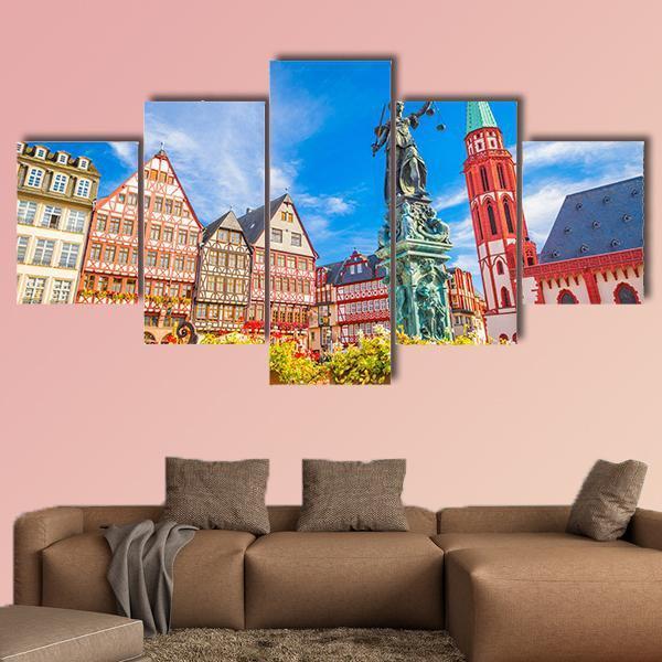 Germany Old Town Skyline Canvas Wall Art-5 Star-Gallery Wrap-62" x 32"-Tiaracle