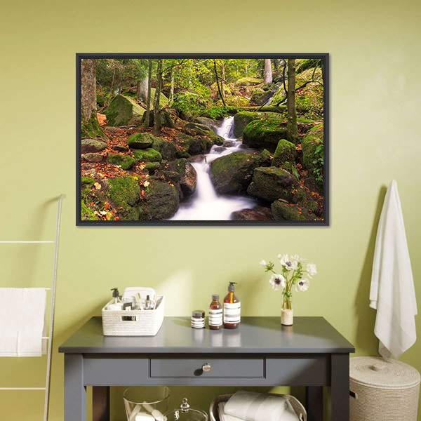 Gertelsbacher Waterfall Canvas Wall Art-1 Piece-Floating Frame-24" x 16"-Tiaracle