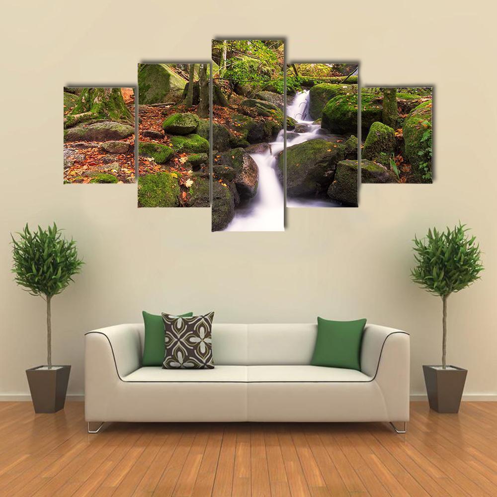 Gertelsbacher Waterfall Canvas Wall Art-5 Star-Gallery Wrap-62" x 32"-Tiaracle