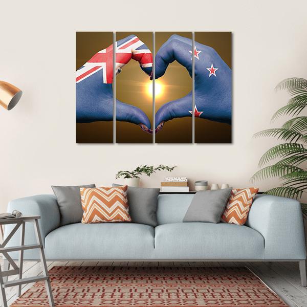 New Zealand Flag On Hands Canvas Wall Art-4 Horizontal-Gallery Wrap-34" x 24"-Tiaracle