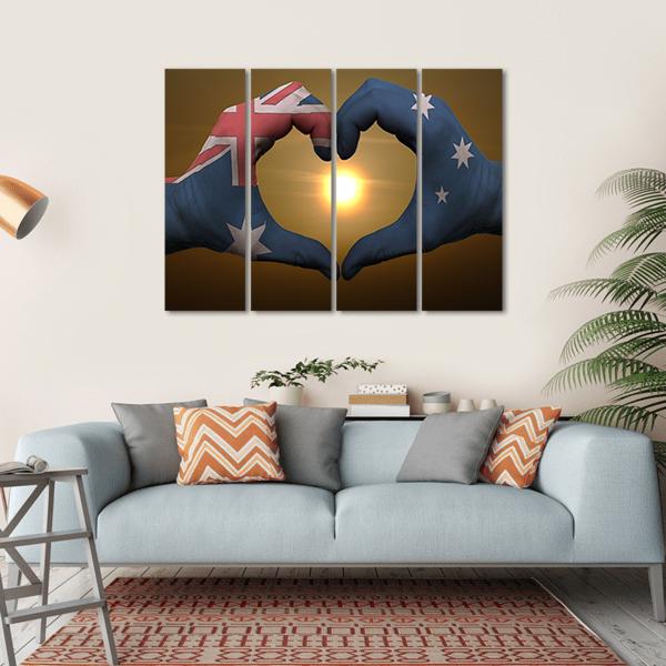 Australia Flag On Hands Canvas Wall Art-4 Horizontal-Gallery Wrap-34" x 24"-Tiaracle