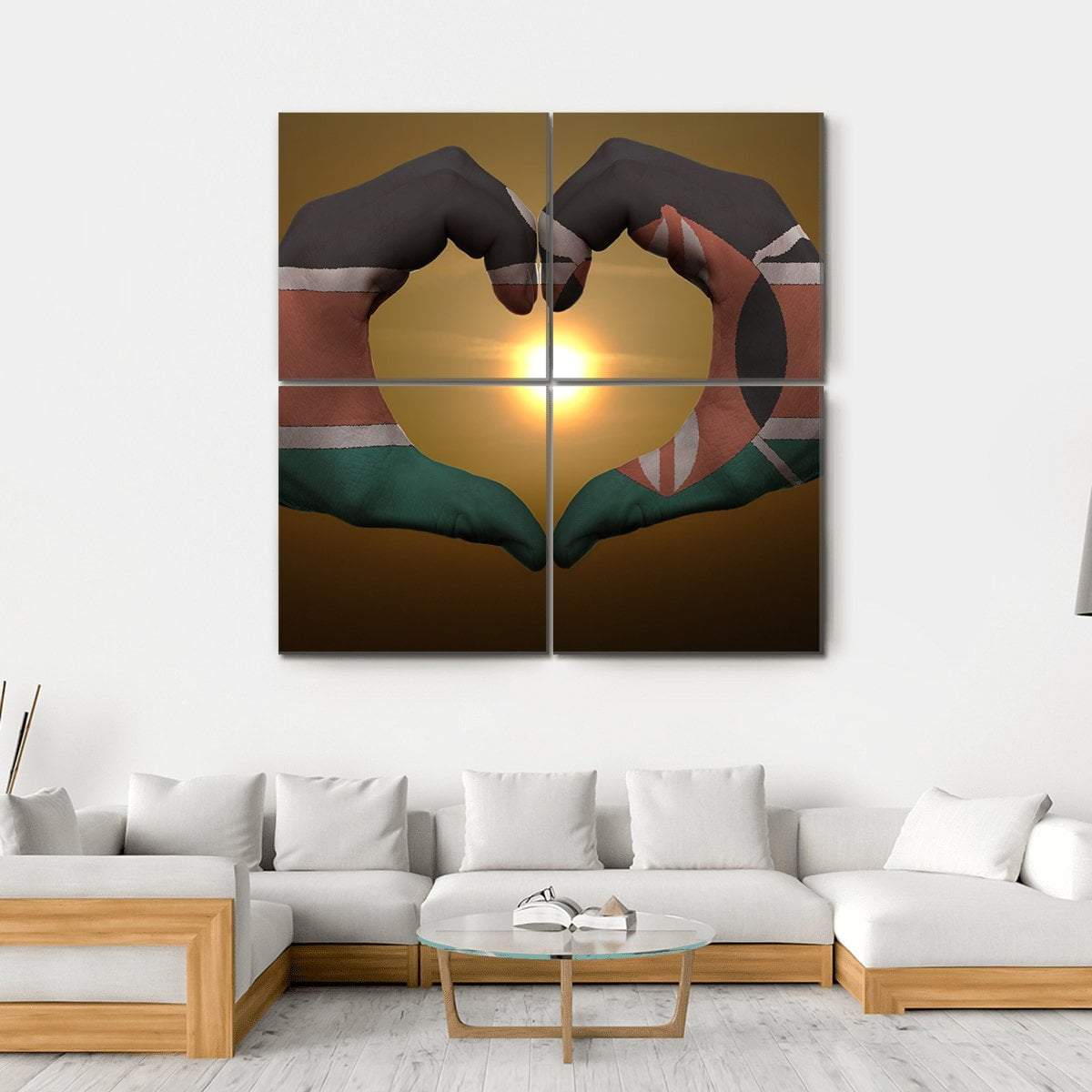 Kenya Flag On Hands Canvas Wall Art-4 Square-Gallery Wrap-17" x 17"-Tiaracle