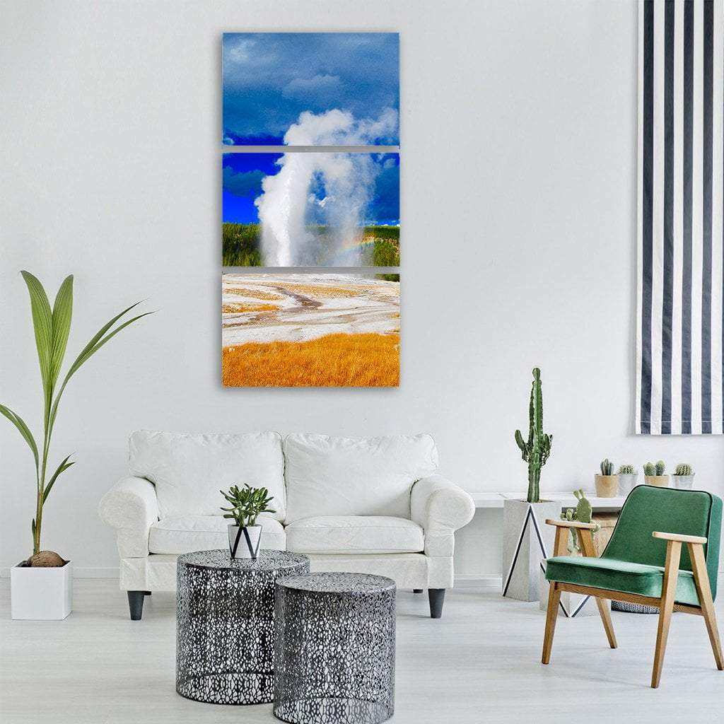 Geyser In Yellowstone Park Vertical Canvas Wall Art-3 Vertical-Gallery Wrap-12" x 25"-Tiaracle