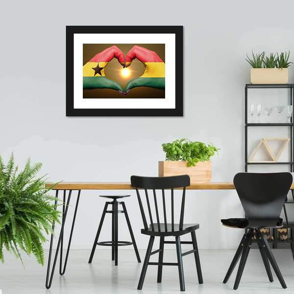 Ghana Flag On Hands Canvas Wall Art-5 Horizontal-Gallery Wrap-22" x 12"-Tiaracle
