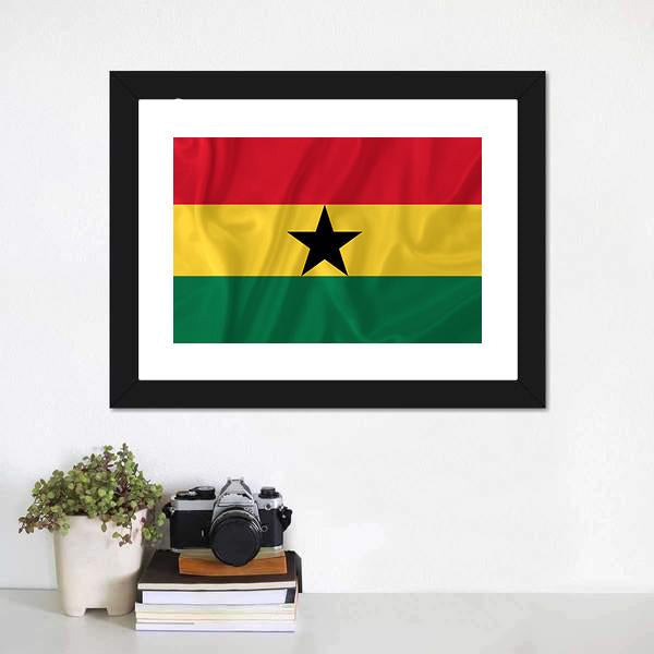 Ghana Waving Flag Canvas Wall Art-1 Piece-Framed Print-20" x 16"-Tiaracle