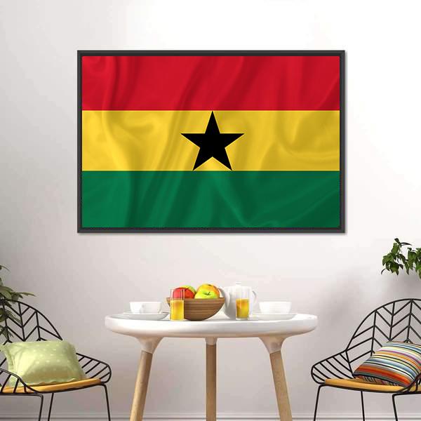 Ghana Waving Flag Canvas Wall Art-3 Horizontal-Gallery Wrap-25" x 16"-Tiaracle
