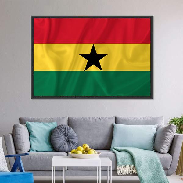 Ghana Waving Flag Canvas Wall Art-5 Horizontal-Gallery Wrap-22" x 12"-Tiaracle