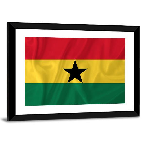 Ghana Waving Flag Canvas Wall Art-3 Horizontal-Gallery Wrap-25" x 16"-Tiaracle