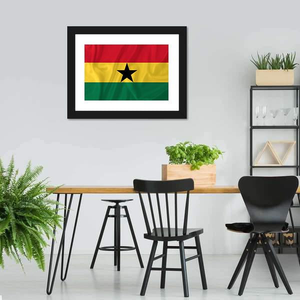 Ghana Waving Flag Canvas Wall Art-5 Horizontal-Gallery Wrap-22" x 12"-Tiaracle