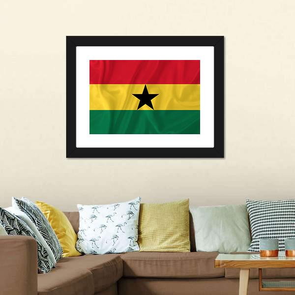 Ghana Waving Flag Canvas Wall Art-5 Horizontal-Gallery Wrap-22" x 12"-Tiaracle
