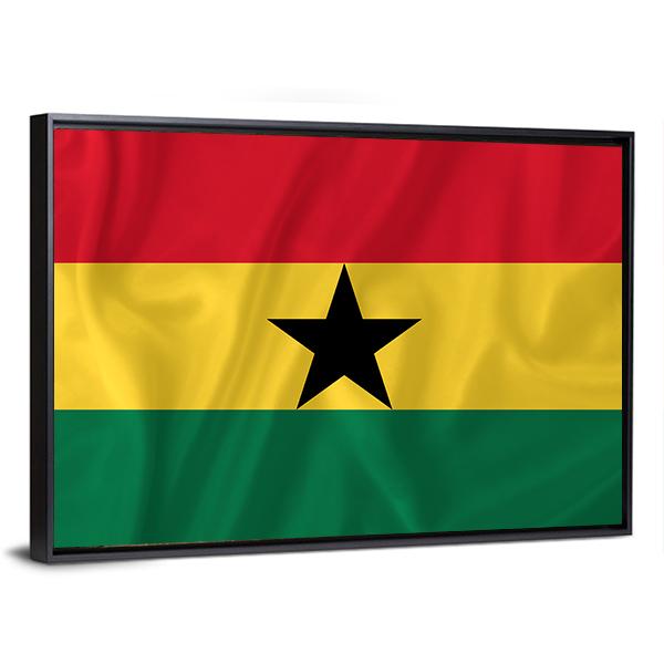 Ghana Waving Flag Canvas Wall Art-5 Horizontal-Gallery Wrap-22" x 12"-Tiaracle