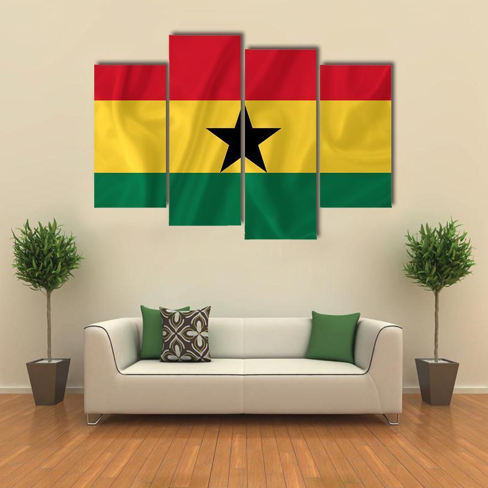 Ghana Waving Flag Canvas Wall Art-4 Pop-Gallery Wrap-50" x 32"-Tiaracle
