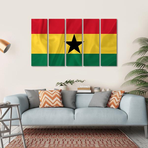 Ghana Waving Flag Canvas Wall Art-5 Horizontal-Gallery Wrap-22" x 12"-Tiaracle