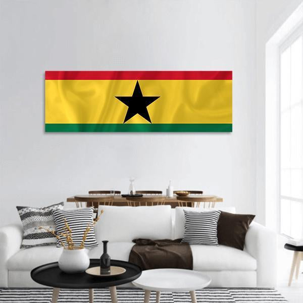 Ghana Waving Flag Panoramic Canvas Wall Art-1 Piece-36" x 12"-Tiaracle