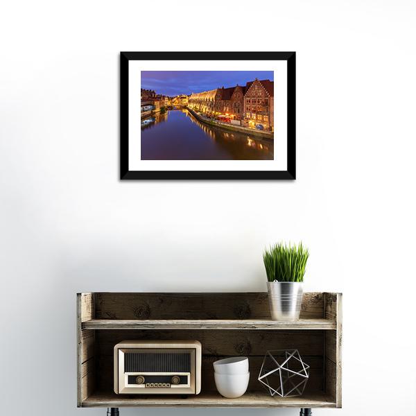 Ghent City At Sunset Canvas Wall Art-1 Piece-Framed Print-20" x 16"-Tiaracle