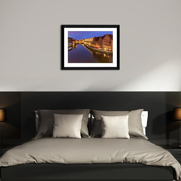 Ghent City At Sunset Canvas Wall Art-3 Horizontal-Gallery Wrap-25" x 16"-Tiaracle