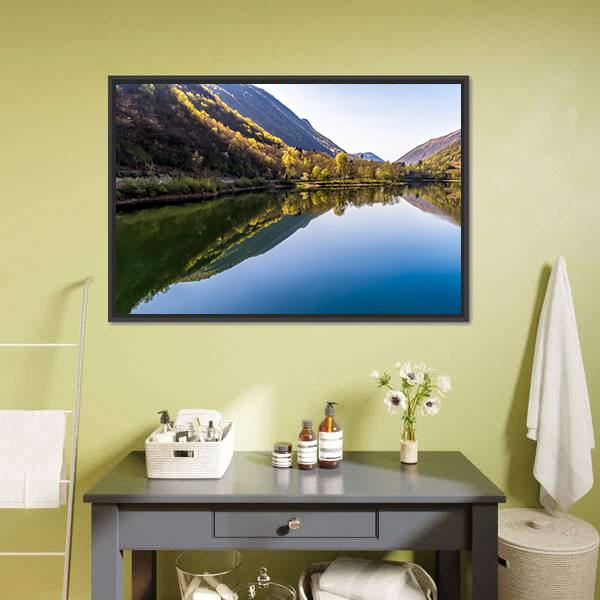 Ghirla Lake Italy Canvas Wall Art-1 Piece-Floating Frame-24" x 16"-Tiaracle