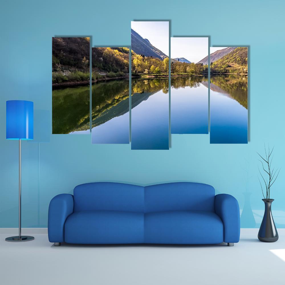 Ghirla Lake Italy Canvas Wall Art-5 Pop-Gallery Wrap-47" x 32"-Tiaracle