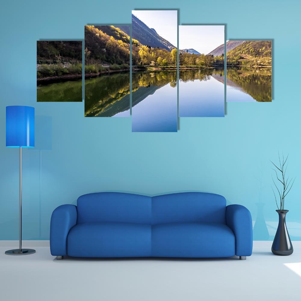 Ghirla Lake Italy Canvas Wall Art-5 Star-Gallery Wrap-62" x 32"-Tiaracle