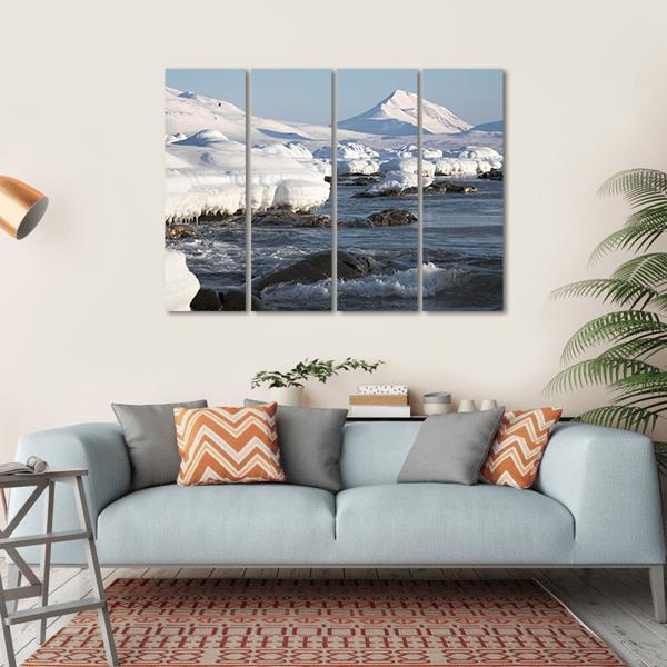 Winter Arctic Landscape Canvas Wall Art-4 Horizontal-Gallery Wrap-34" x 24"-Tiaracle