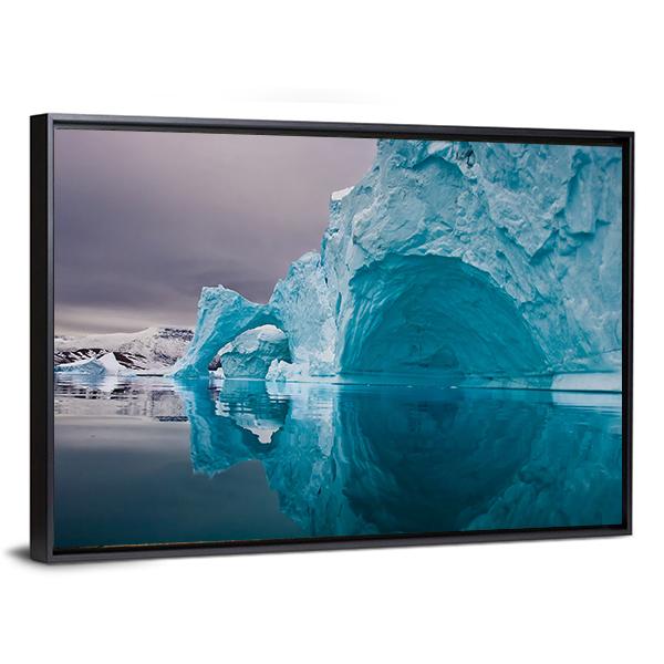 Giant Icebergs Before Sunrise Canvas Wall Art-3 Horizontal-Gallery Wrap-25" x 16"-Tiaracle
