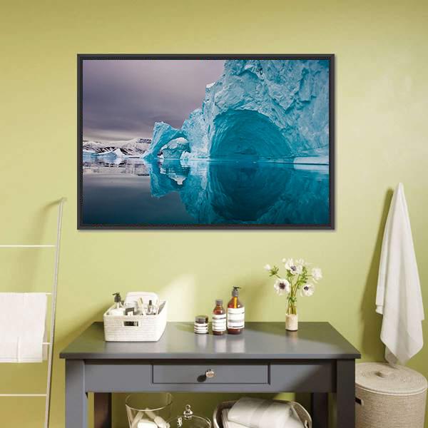 Giant Icebergs Before Sunrise Canvas Wall Art-1 Piece-Floating Frame-24" x 16"-Tiaracle