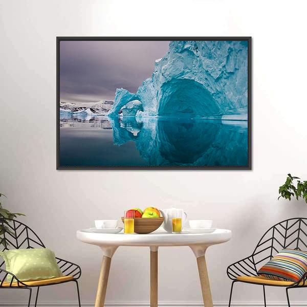 Giant Icebergs Before Sunrise Canvas Wall Art-3 Horizontal-Gallery Wrap-25" x 16"-Tiaracle
