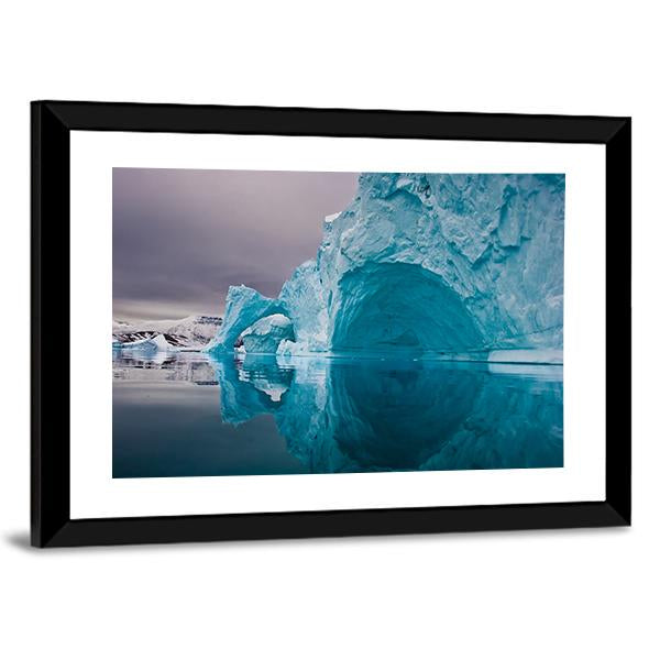 Giant Icebergs Before Sunrise Canvas Wall Art-3 Horizontal-Gallery Wrap-25" x 16"-Tiaracle